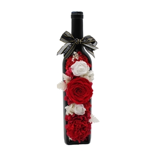 Evighedsroser i vinflaske - Røde og hvide roser